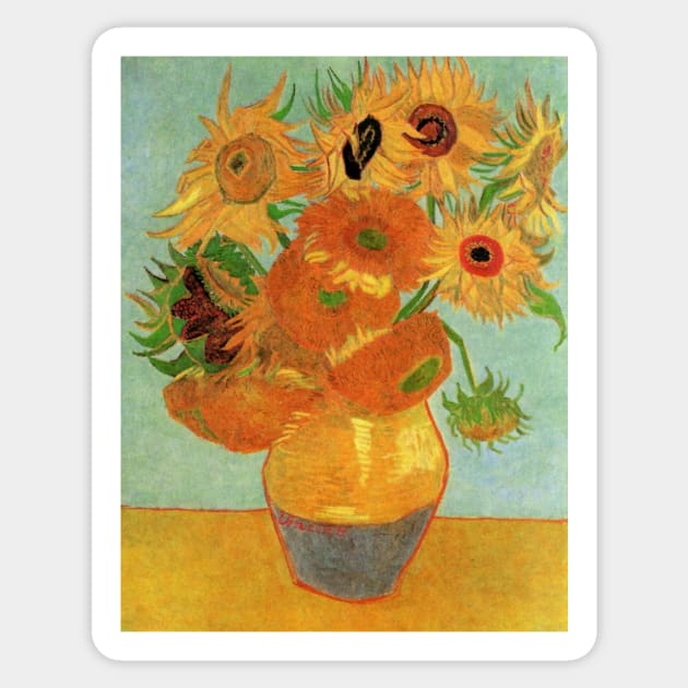 Vase with Twelve Sunflowers by Vincent van Gogh Sticker by MasterpieceCafe